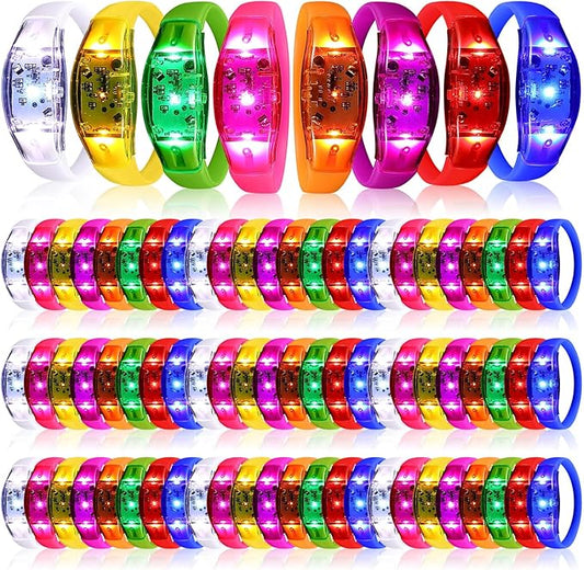 JellyArch 80 Pcs LED Glow Bracelets Sound Activated LED Bracelets Music Control Glow in the Dark for Wedding, Raves, Concert, Camping, Sporting Events, Party