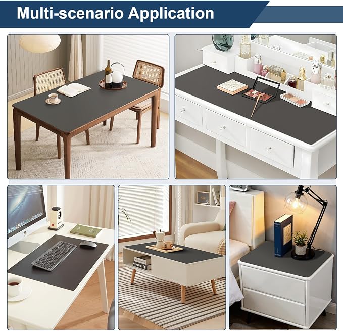 OstepDecor Black Table Cover Protector 36 x 60 Inch, 1.5mm Thick Plastic Table Cover, Dining Table Protector Pad, Waterproof & Easy Cleaning PVC Desk Mat for Dresser, Coffee & Kitchen Wooden Tabletop