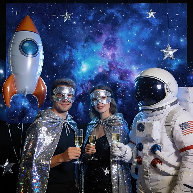 Galaxy Stars Backdrop 15x10 FT Outer Space Birthday Starry Night Sky Backdrops Decorations Universe Space Photography Background Kids Space Party Decor Banner Photo Booth Props