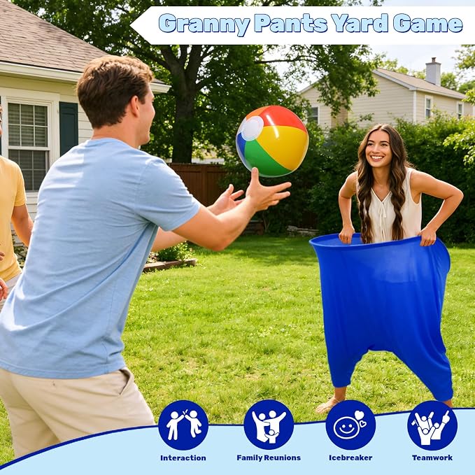 Granny Pants Yard Game Set, Granny Pants Party Outdoor Game with Bouncy Balls and Pump, Outdoor Tossing Games for Adults,Family Reunion Backyard Field Games Set