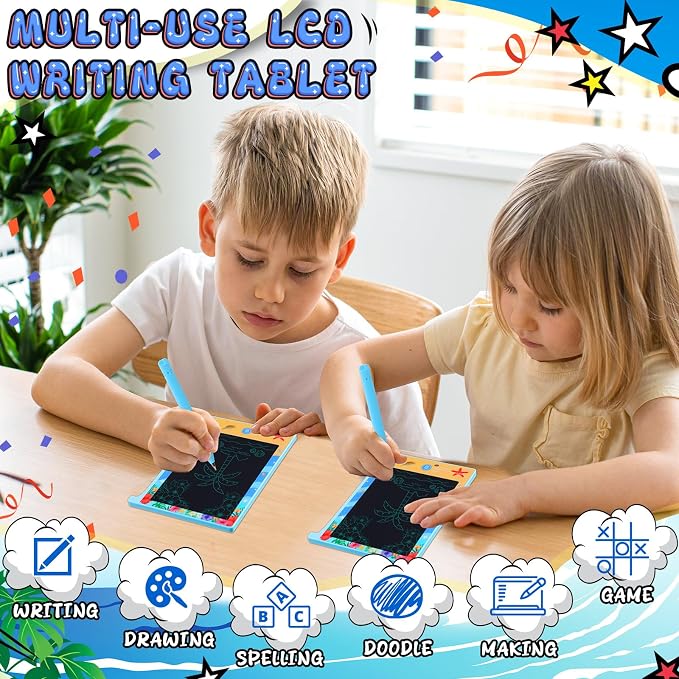 Nezyo 12 Pack Hawaiian Luau Party Favors Mini LCD Writing Tablet 4.6 Inch Doodle Board Drawing Tablet Pads for Beach Pool Birthday Party Goodie Bag Stuffers Classroom Gifts Rewards Pinata Filler
