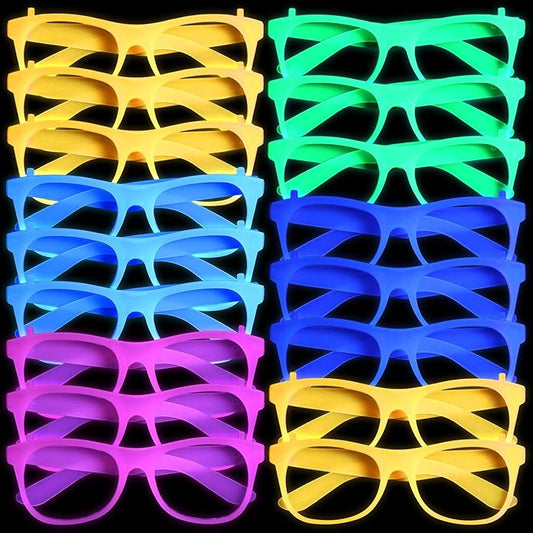 Glow in the Dark Glasses Neon Glasses UV Reactive Black Light Eyewear Glow Bulk Party Supplies for Neon Birthday Wedding Party Concert New Year Carnivals Raves Decorations