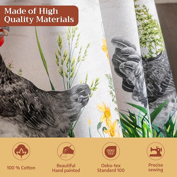 Maison d' Hermine Table Cloth Round Table 100% Cotton 69 Round Inches Tablecloth Reusable Decorative for Dining Kitchen Room Farmhouse Party Home Hotel Restaurant Spring Summer - Basse Cour