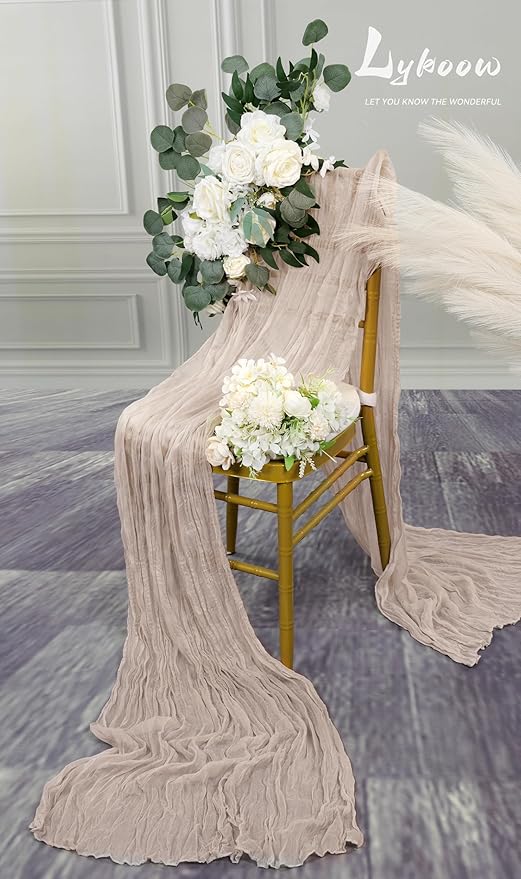 10 Packs Cheesecloth Table Runner Grey, 10Ft x 35" Rustic Gauze Boho Wedding Table Runner Decoration, Wedding Table Decor Table Cloth for Wedding Party Bridal Shower Table