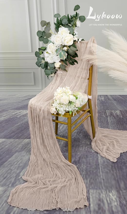 16 Packs Grey Cheesecloth Table Runner, 10Ft x 35" Rustic Gauze Boho Wedding Table Decor for Party Bridal Shower