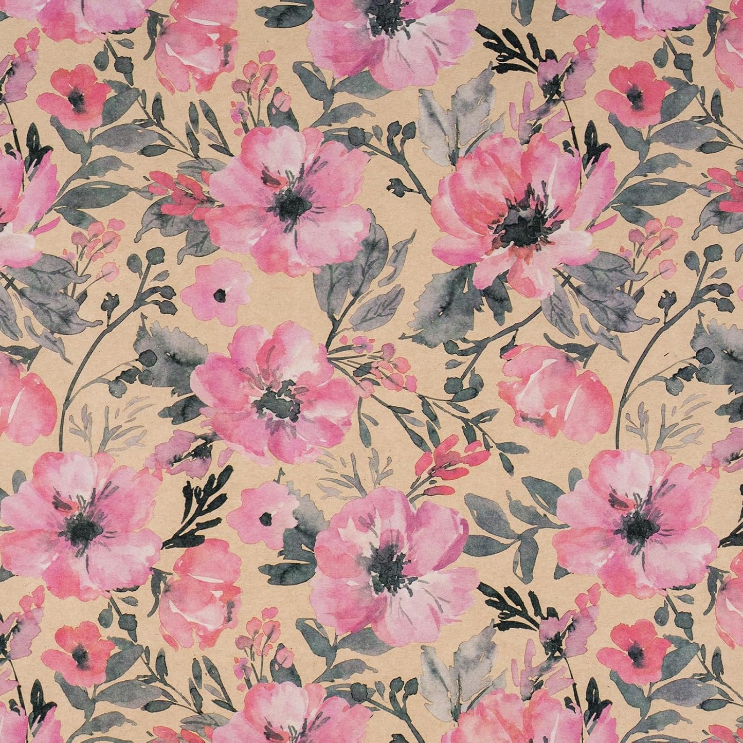 RUSPEPA Pink Wrapping Paper Roll, 17 in x 16.4 ft, Mini Roll, Floral Wrapping Paper, Kraft Gift Flower Paper for Women, Girls, Spring, Summer, Wedding and Engagement