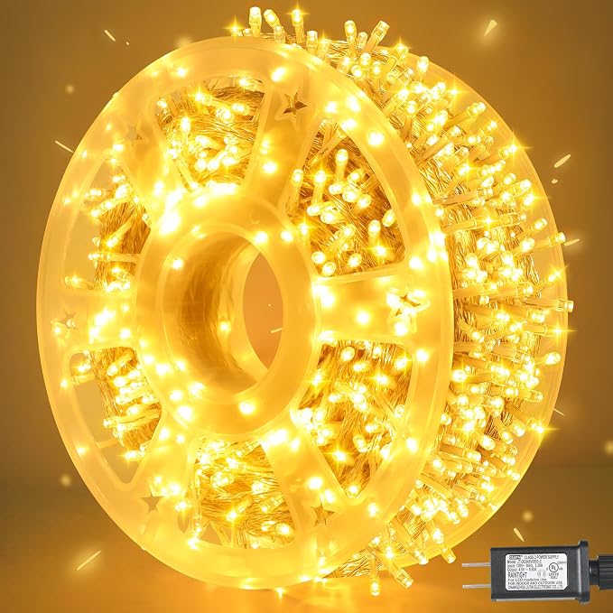 weillsnow 164 FT 500 LED Fairy Lights Outdoor, Warm White String Lights with Timer & 8 Modes, Waterproof Plug in Christmas Lights for Bedroom Wedding Party Decor