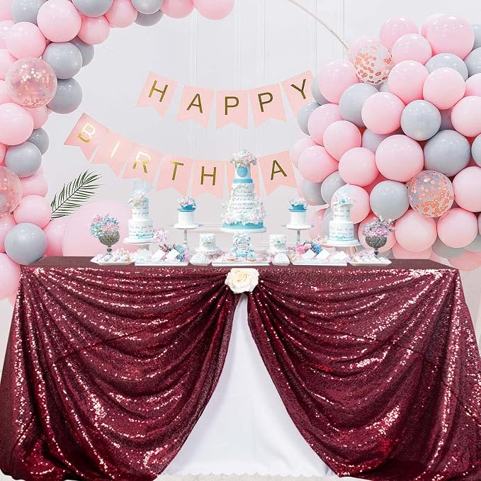 ShiDianYi Sequin Tablecloth Burgundy 50x72-Inch Sequin Table Linens Wine Rectangle Tablecloth for Wedding Decor -190222E