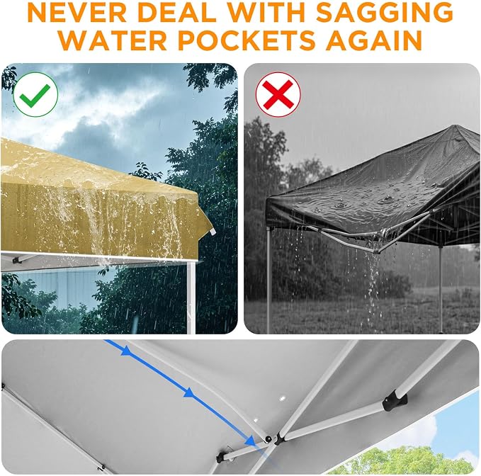 EAGLE PEAK Pop Up Canopy Tent with Wheeled Carry Bag, 8 Stakes, 4 Ropes, 4 Weight Bags, Easy Set Up Tent Canopy, 12x12 ft, 144sqft of Shade, Beige