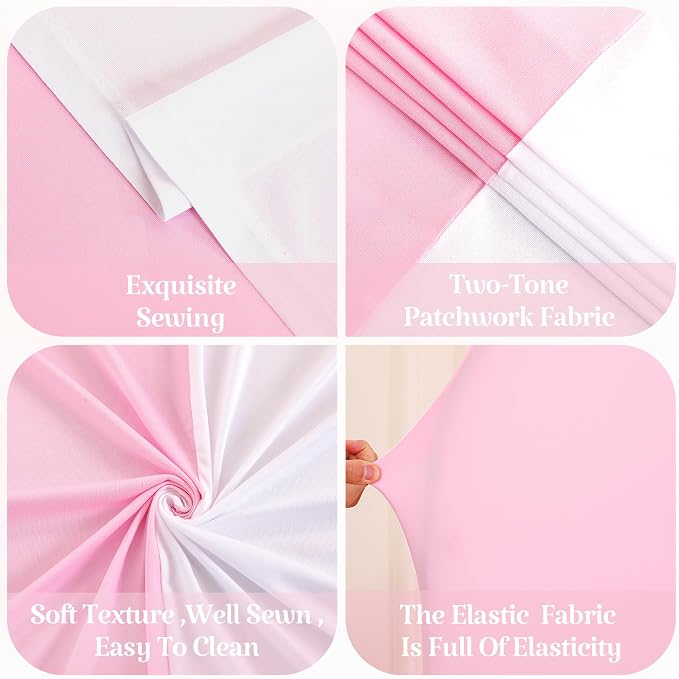 Set of 3 Arch Backdrop Covers(7.2ft, 6.6ft, 6ft) - Premium Stretchy Spandex Backdrop Arch Stand Cover for Baby Shower,Wedding,Party Decor Chiara Cover with Double-Sided Design(Pink, White)