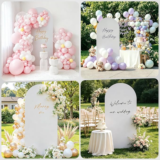 6FT Arch Backdrop with Stand Set, No-Tip Stability Foam Board Photo Booth Background for Wedding Birthday Party Ceremony Baby Shower Banquet Decoration Reusable - White