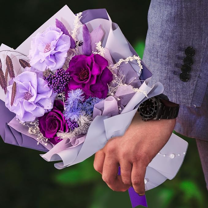 Forever Flower Gifts for Her: Romantic Flowers for Graduation-Daughter Girlfriend Wife Mom Grandma-Preserved Rose Bouquets-Flowers for Delivery Prime on Birthday Anniversary Valentines (Violet)