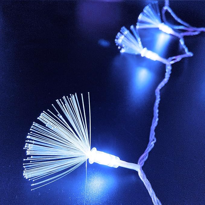 33FT 80LED Fiber Optic Fairy String Lights Starburst Firework Light Battery Powered for Wedding, Christmas Tree, Garden, Patio, Party Decoration (Blue)