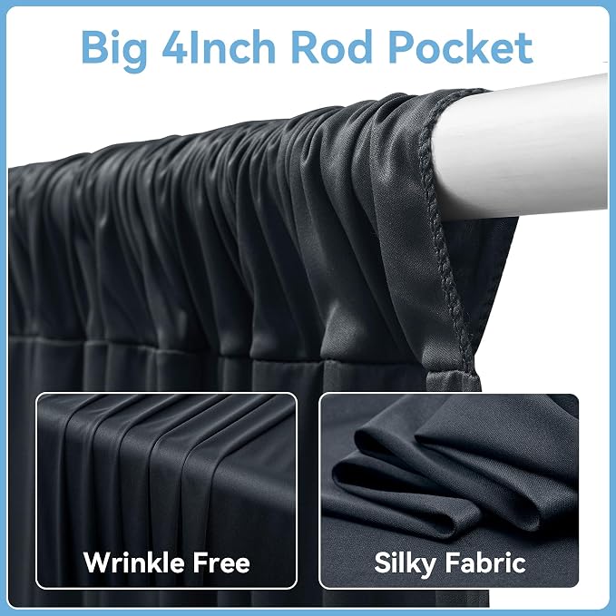 Outpain 20ftx20ft Black Backdrop Ceiling Drapes,4Panels 20ft Height Wrinkle Free Tent Draping Curtains, Fabric Drapery Ceiling Drapes for Wedding Ceremony Birthday Theme Parties with Rod Pocket