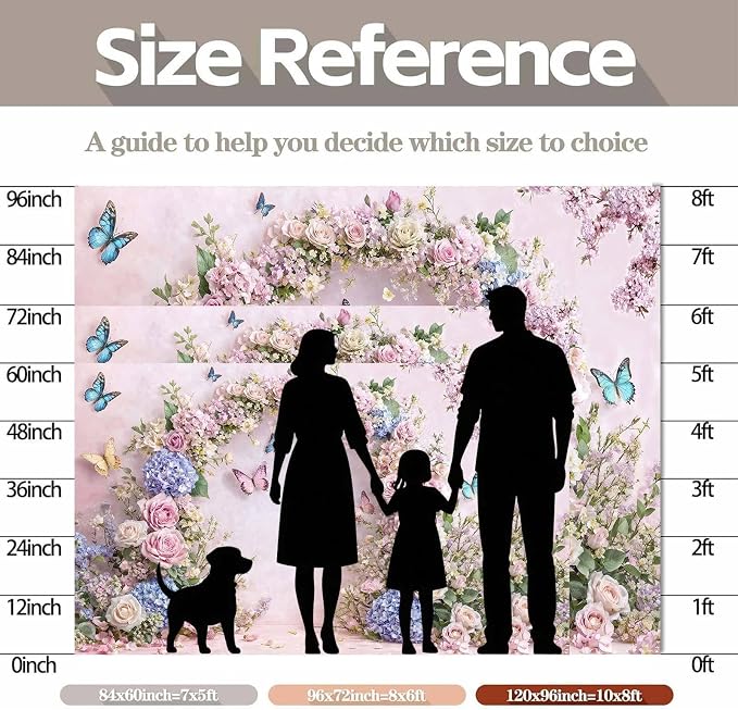 6x4ft Pink Butterfly Floral Backdrop Baby Shower Colorful Flowers Backdrops for Photograph Background Wedding Girl Birthday Table Cake Party Decorations Photo Studio Props
