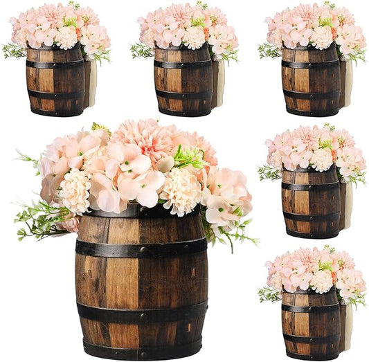Cinnvoice 6 Pcs Wooden Centerpieces for Tables Baby Shower Decorations Tabletop Boxes Party Favor for Birthday Baby Shower Wedding Garden Tea Party (Wood Barrel)