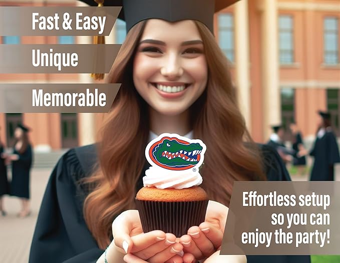 University of Florida Party Supplies for Football, Birthday Gift, Graduation Party Banner and Cake Toppers (42 Pieces) (Florida Gators)