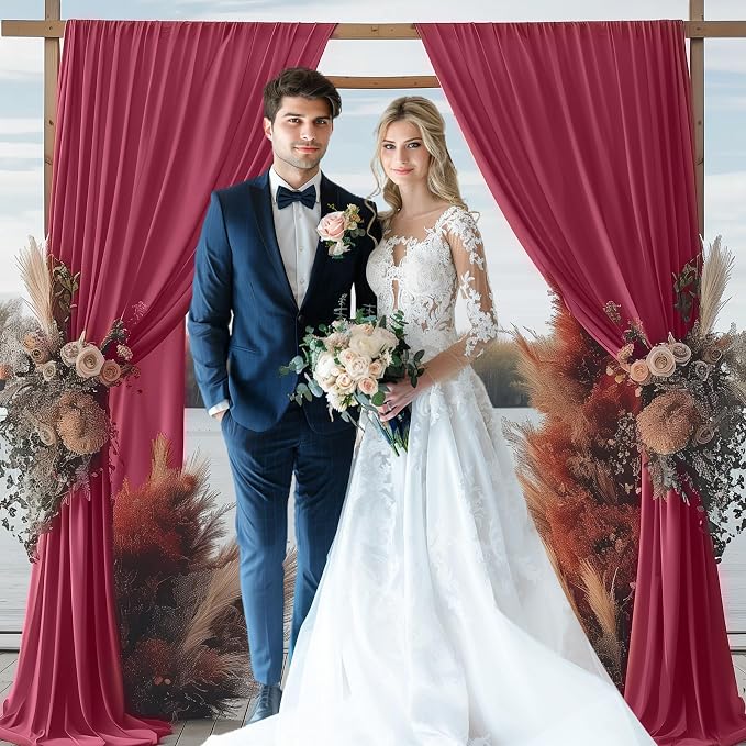 GALLETY 20 FT x 10 FT Red Backdrop Curtain - Polyester Backdrop Curtain Panels with 4 Inch Rod Pockets - Wedding Ceremony Party Home Window Decoration