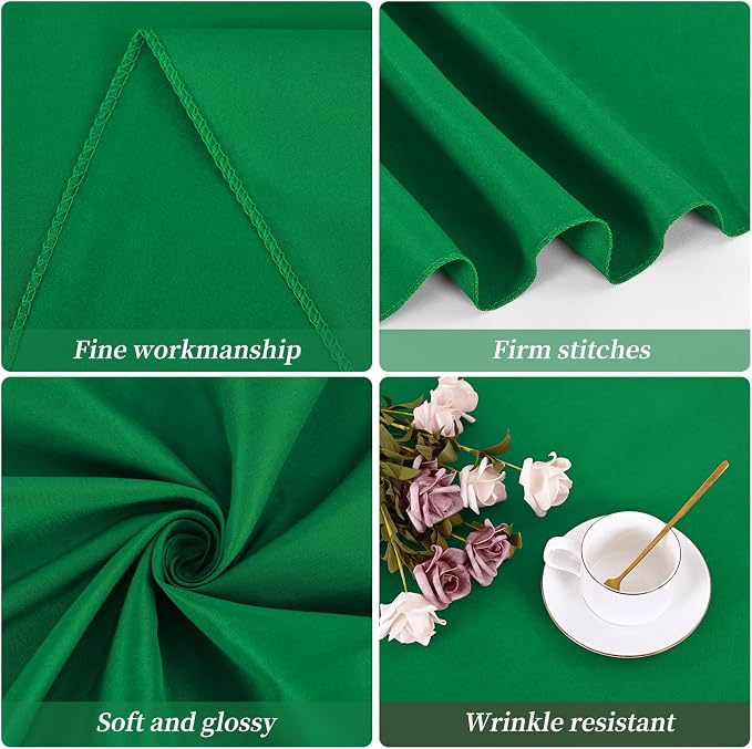 12 Pack Round Tablecloth 120 Inch - Green Polyester Tablecloth for Round Table, Premium Green Tableclothes Washable Fabric Table Cover for Wedding Party Banquet Restaurant Reception Dining