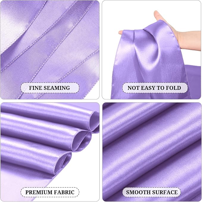 15 Pack Light Purple Satin Table Runners 12 x 108 Inch Long Table Runners for Rectangle Round Tables,Smooth Satin Table Runner for Wedding,Birthday Party Banquets Graduation Engagements Decoration