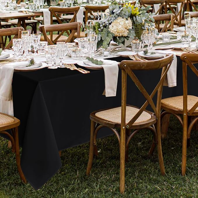 Fitable 8 Pack Rectangle Tablecloths: Stain Resistant Wrinkle Free Table Clothes, Washable Reusable Polyester Table Covers for Wedding Party Birthday Banquet Reception(Black, 60x102 Inch)