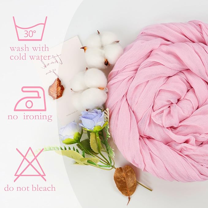 16 Pack Pink Cheesecloth Table Runner 10ft Boho Gauze Fabric 120 Inch Cheese Cloth Table Runner Rustic Sheer for Holiday Baby Shower Party Décor Home Wedding Decoration