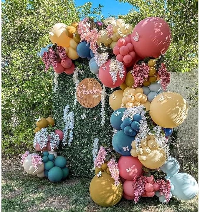 Pastel Balloon Garland Kit Rose Gold Purple Chrome Metallic Dusty Pink Rose Blue Macaron Yellow Balloon Arch Kit for Birthday Baby Shower Garden Party Wedding Wild Flower Picnic Decoration