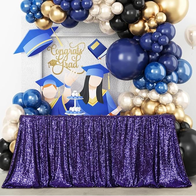 Poise3EHome Purple Sequin Tablecloth 50×72 Inch Rectangle Sparkly Fabric Table Cover Overlay for Halloween Birthday Party Holiday Decoration