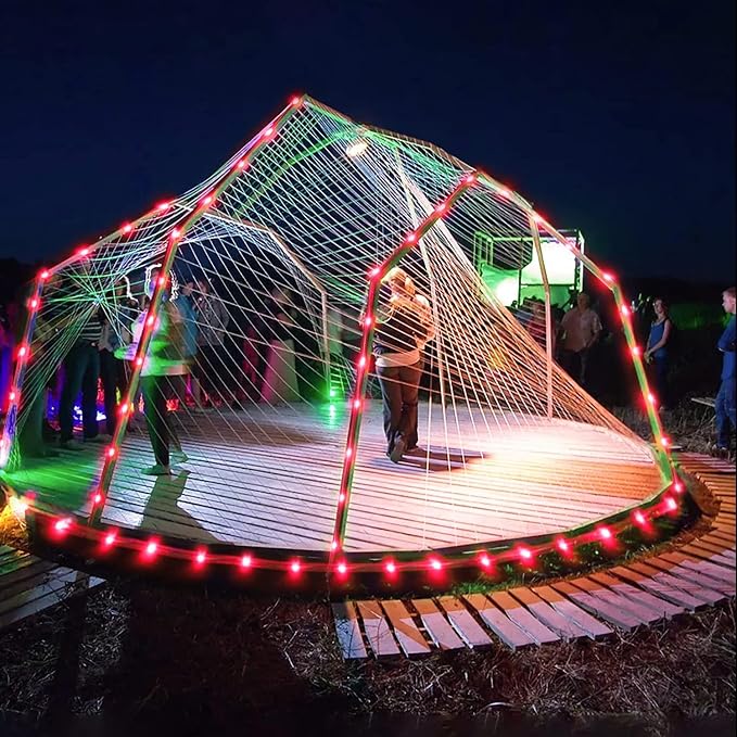 JMEXSUSS 2 * 200 LED Red Solar Rope Lights | 66ft IP 65 Waterproof Solar String Lights Outdoor, 8 Modes Christmas Lights for Camp Trampoline Ladder Slide Tent