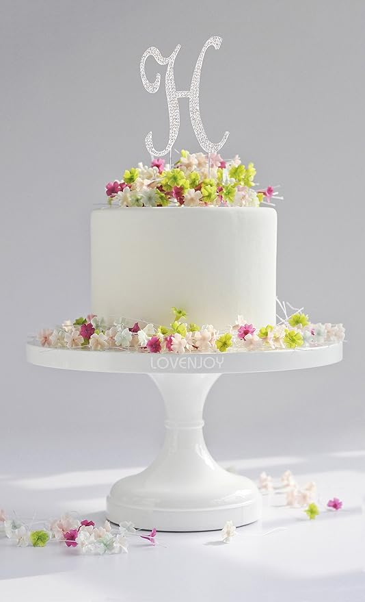 LOVENJOY Gift-Boxed 3.3" Rhinestone Letter H Cake Topper