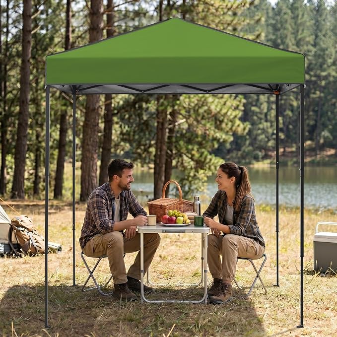 EAGLE PEAK 6x4 Instant Pop Up Canopy Tent, Straight Leg Sun Shelter, Portable Canopy with Carry Bag for Camping, Beach & Sports, Grass Green