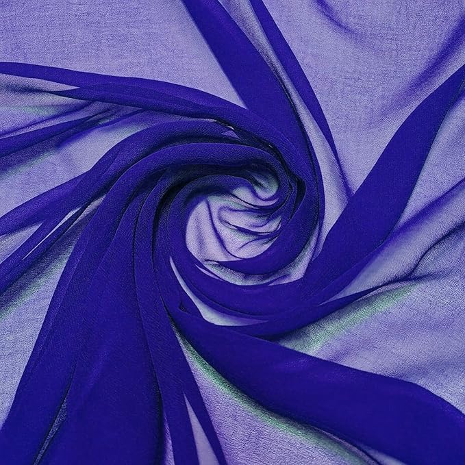 MDS Pack of 5 Yard Chiffon Fabric, Sheer Soft Draping Fabric Bolt for Wedding Party Backdrop Arch Decoration, Apparel Bridal Dress Sewing DIY Crafts Solid Gauze Fabrics 44” Wide - Royal Blue