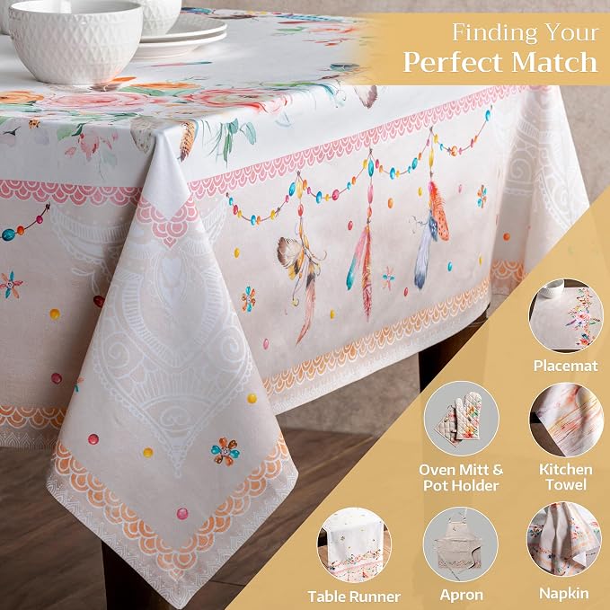 Maison d' Hermine Table Cloth Rectangle Table 100% Cotton 70 x 90 Inches Tablecloth Reusable Decorative for Dining Kitchen Room Farmhouse Party Home Hotel Restaurant Spring Summer - Ibiza - Beige