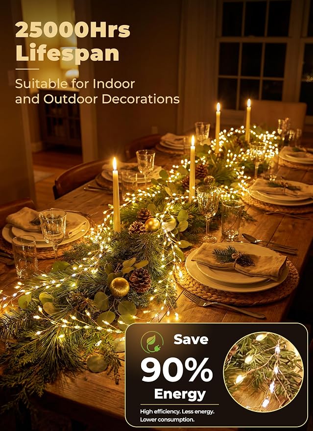Fairy Lights Plug in for Bedroom Classroom | 10FT 388-LED Classroom Lights Flowing with 14 Modes,Twinkle Lights,Christmas Lights Indoor Outdoor
