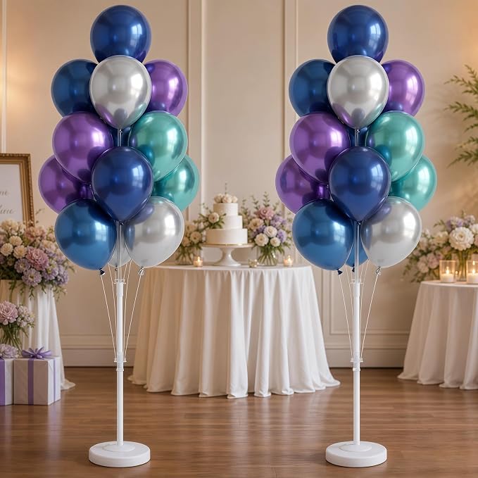 Balloon Column Stand Kit with Balloons, Base and Pole, Balloon Column Kit for Floor or Table Backdrop Decoration for Party Wedding Baby Shower Birthday Graduation (Mermaid)