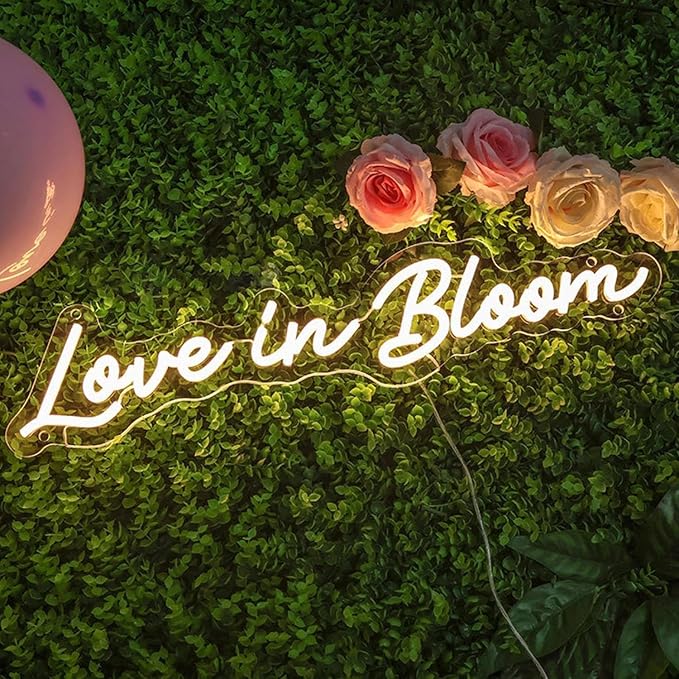 Love in Bloom Neon Sign,Custom Wedding Light,Led Signs for Wedding Backdrop, Handmade Favors, Promposal Lamp