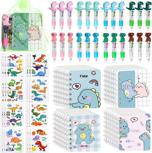 24 Set Back to School Gifts,Dinosaur Party Favors with 4-in-1 Dinosaur Pens, Mini Notebooks, First Day of School Gift for Welcome Back To School Student Gift Bulk Office School Exchange Gifts