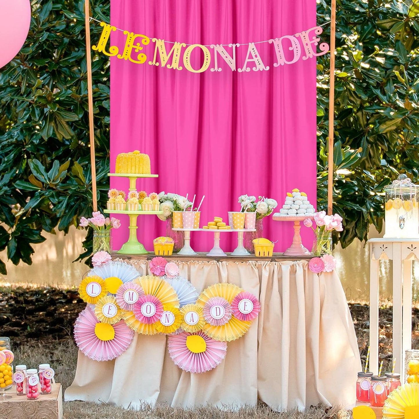 DWCN 10x7 FT Backdrop Curtains for Parties, Photography Backdrop Drapes with Rod Pockets for Wedding Decorations Stage Birthday Family Gatherings, 2 Panels 5ft x 7ft, Fuchsia