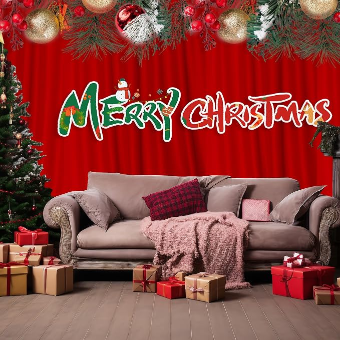 MEETSKY Red Backdrop Curtains for Christmas Party Valentine's Day Arch Stage Wedding Ceremony Red Curtains Fabric Photography Backdrop Drapes for Birthday Party Baby Shower,5ft x 8ft,2 Panels