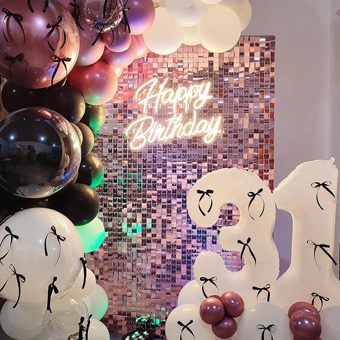 Pink Shimmer Wall Backdrop,Shiny Sequins,12Pcs Sequins Backdrop Panels,Glitter Bling Photo Background Decorations for Birthday Party Wedding Engagement Anniversary Graduation (Each 1FT², Total 12FT²)