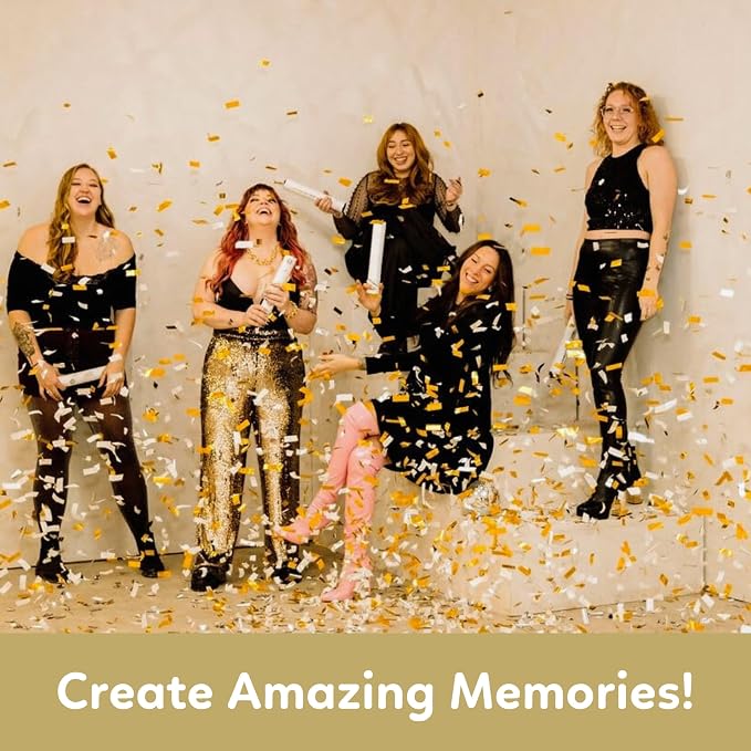 Gold & Silver Confetti Poppers Confetti Cannon | 6 Pack | Party Poppers Decoration for Wedding, Engagement, Graduation, Birthday | Wedding Party Favors | Launches 25 ft | 12 inch | TUR Party Supplies