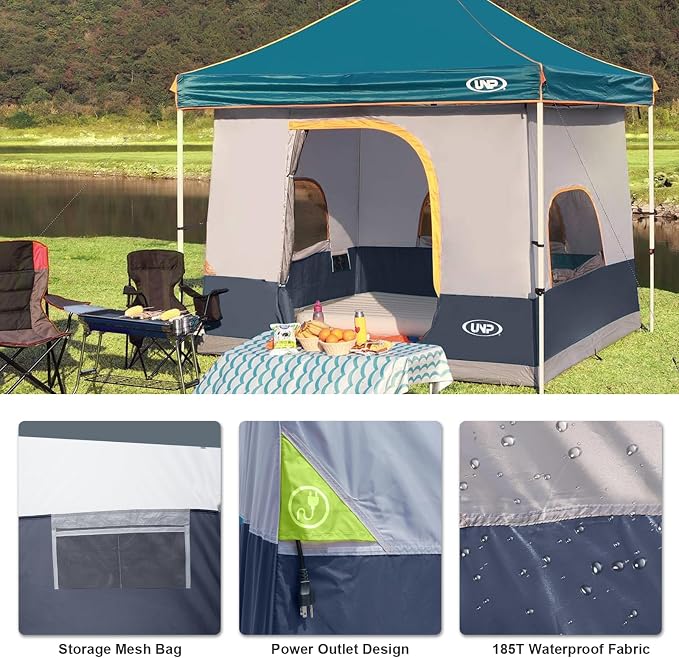 UNP Canopy Inner Tent, Camping Cube Tents for Pop Up Camping Canopy Tent, Compatible with 10' Wide Canopies Tents (No Top & Frame) (Dark Blue)