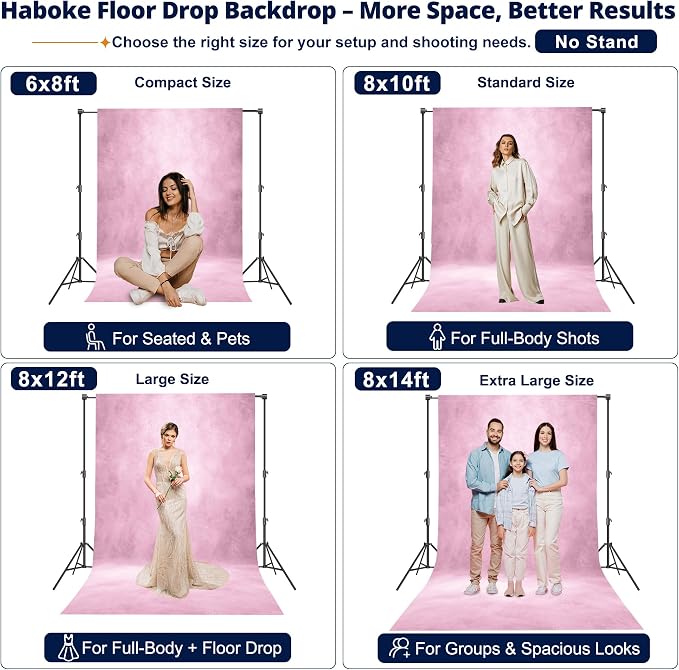Abstract Professional Photography Backdrop for Portrait Photo Props Booth Background Photoshoot Studio with Polyester Fabric Roller Pocket on Top (8x10ft,Light Pink,No Stand)