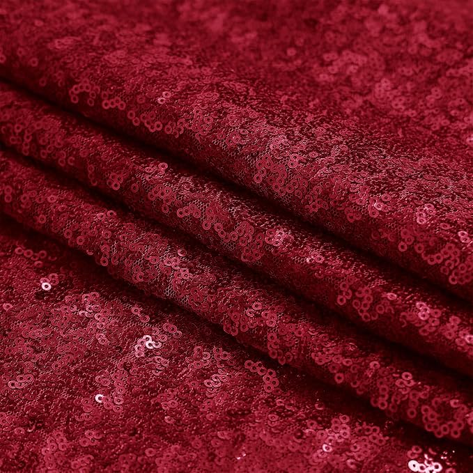 Sugargirl Burgundy Sequin Backdrop Curtain 4FTx8FT Glitter Burgundy Background Drapes Sparkle Photography Backdrop for Party Wedding Birthday Wall Decoration(1 Panel)