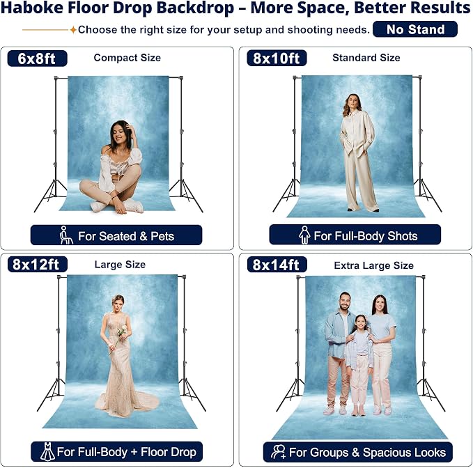 Abstract Professional Photography Backdrop for Portrait Photo Props Booth Background Photoshoot Studio with Polyester Fabric Roller Pocket on Top(8x10ft, Light Blue,No Stand)