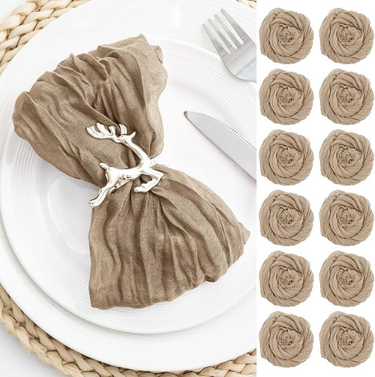 60 Pack Sand Cheesecloth Napkins 21x21 Inches Sand Cloth Napkins Set of 60 Washable Dinner Table Napkins for Wedding Rustic Boho Cotton Gauze Party Bridal Baby Shower Family Gathering Table Decor