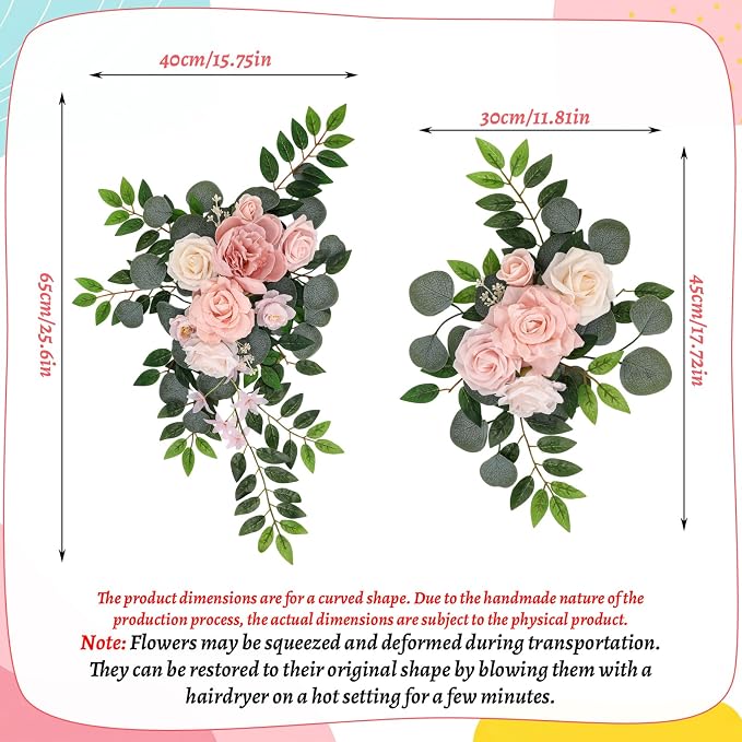 2 Pcs Wedding Arch Decorations - Reusable Artificial Hanging Flowers Floral Swag Greenery Garland for Wedding Welcome Sign Backdrop Bridal Ceremony Reception Backdrop Decoration(Beige)