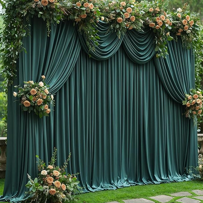 Hunter Green Backdrop Curtain for Parties Wrinkle Free Dark Green Photo Curtains Backdrop Drapes Fabric Decoration for Baby Shower Birthday Party Photography 5ft x 8ft,2 Panels