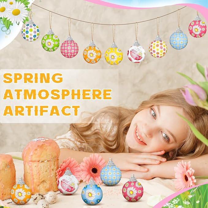 Outus 20 Pcs Spring Daisy Ornaments Balls for Tree Spring Daisy Decorations Summer Ornaments Farmhouse Flower Floral Hanging Decorations Summer Decor for Small Tree Home Party Craft Decor