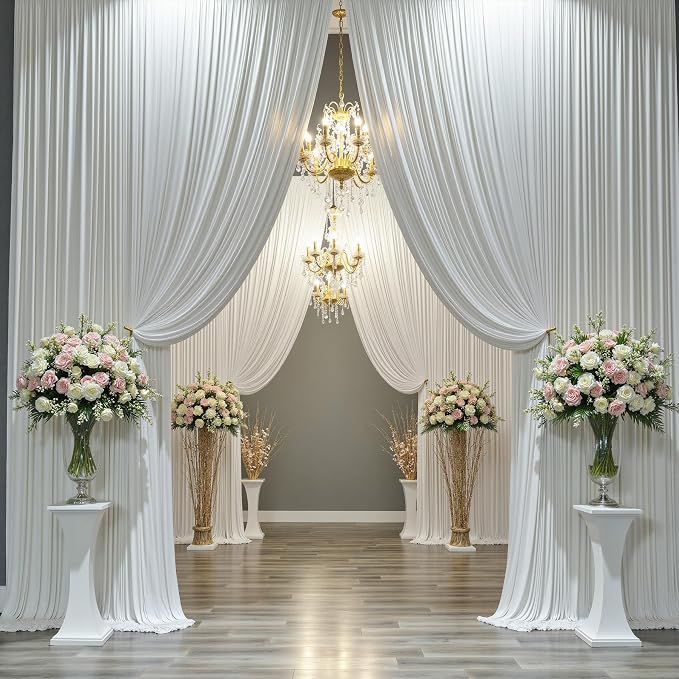 30ftx15ft Ivory Backdrop Curtains for Parties, Wrinkle Free Polyester Ivory Photo Backdrop Drapes 6 Panels 15 ft Long Back Drop Cloth for Wedding Birthday Photography Background Party